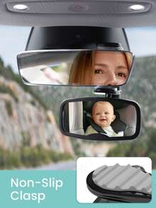 1PC Baby Car Mirror Adjustable Clip Child Observation Mirror Convex Lens With Wide Field Of View Shatter-Proof Mirror - Black - View 6