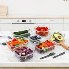 SIDIANBAN 12-Pack Glass Storage Containers With Lids, Glass Meal Prep Containers Set, Airtight Lunch Containers With Lids, Microwave, Oven, Freezer And Dishwasher - 白色 - 查看 8