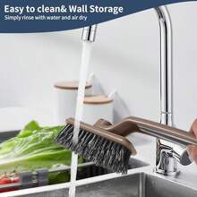 1 件装三合一浴室和厨房瓷砖清洁刷 360 度旋转缝隙清洁刷 - 硬毛、墙壁和地板清洁刷