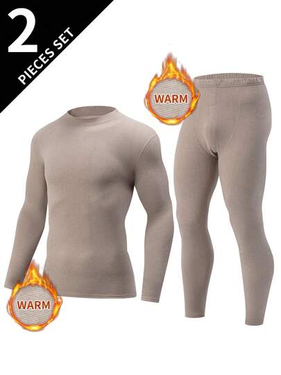 2 st herrtröja med rund hals och långärmad t-shirt + byxor, varm, avslappnad fleece-tröja, topp och byxor för höst/vinter