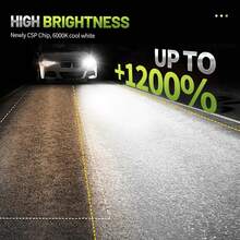 HYNBYZJ 2 件 H4 H7 LED 大灯泡 H1 H3 H11 9005 HB3 9006 HB4 9012 9007 H13 汽车前照灯 150000LM 超亮 CSP 驾驶前照灯泡涡轮雾灯 12V 24V - 白色 - 查看 7