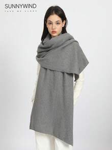 1pc Women's Gray Solid Color Fashionable Soft Knit Scarf, Suitable For Autumn/Winter Warmth And Daily Matching Women Winter Scarves - Dark Grey - View 5