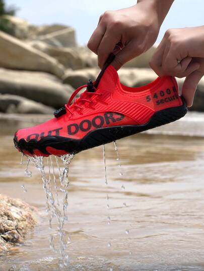 Zapatos de agua transpirables unisex - Secado rápido, zapatos de deportes acuáticos antideslizantes de cinco dedos, adecuados para playa, natación, surf y senderismo - Suela de goma duradera, cierre de cordones, para todas las estaciones, zapatos de playa