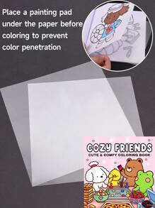 1pc Cozy Friends Cute Comfy 42 Page Cozy Coloring Book [Cute] Kid Graffiti Painting Book Featuring Adorable Creatures Painting Book Montessori Drawing Toys Creative Gift .Easy To Color With Lines Coloring Book.