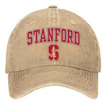 Stanford University Logo With Illuminated S And Tree Silhouette Hats Vintage Washed Baseball Cap - Màu Khaki - Xem 1