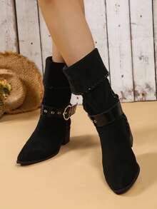 Kozaki w stylu western na grubym obcasie z wysoką cholewką, ręcznie tkane klamry, sznurowane, modne, wysokie buty, kozaki rycerskie, kozaki do połowy łydki, damskie płaskie buty na grubym obcasie w jednolitym kolorze, kozaki za kolano, wysokie buty w dużych rozmiarach, wysokie buty na grubym obcasie z wysokim noskiem w szpic, jednokolorowe, seksowne, eleganckie, materiałowe, sznurowane botki do kostki na imprezę na świeżym powietrzu, wysokie buty na wysokim obcasie z grubą platformą, eleganckie buty damskie