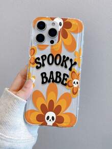 Skeleton 1pc Floral Skull Pattern, Air Cushion Transparent Anti-Fall Phone Protective Case, TPU Material, Suitable As Holiday Gift, Compatible With IPhone XS/XS Max/XR/11 12 13 14 15 16 Pro/Pro Max/14 15 16 Plus, Unisex, Also Compatible With Samsung Phones - Clear - View 2
