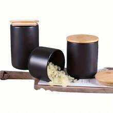 1 lọ gốm đen/trắng có nắp, lọ kín, lọ đựng cà phê, lọ đựng thực phẩm, lọ đựng kẹo, hộp cà phê, hộp trà, lọ tiết kiệm, lọ đựng đồ nhà bếp - Nhiều màu - Xem 4