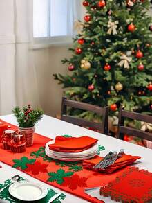 12 piezas Manteles individuales con diseño de copos de nieve, posavasos con copos de nieve, manteles individuales rojos para tazas de vino, té y café, en caja de regalo para decoración de fiesta de Navidad, invierno y días festivos. Manteles individuales y posavasos de fieltro verde y rojo para decoración de mesa de cena de fiesta de Navidad, boda de invierno y días festivos. - Multicolor - Ver 7