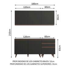 Cocina Integral Completa Modular Madesa Reims 180cm Color Negro - Negro - Ver 3