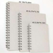 160頁螺旋裝訂透明筆記本，PP封面線圈筆記本，橫向筆記本，適用於學校、工作、書寫、日記，100GSM厚紙，柔軟塑料封面厚筆記本，學校用品，開學季 - 黑與白 - 查看 19