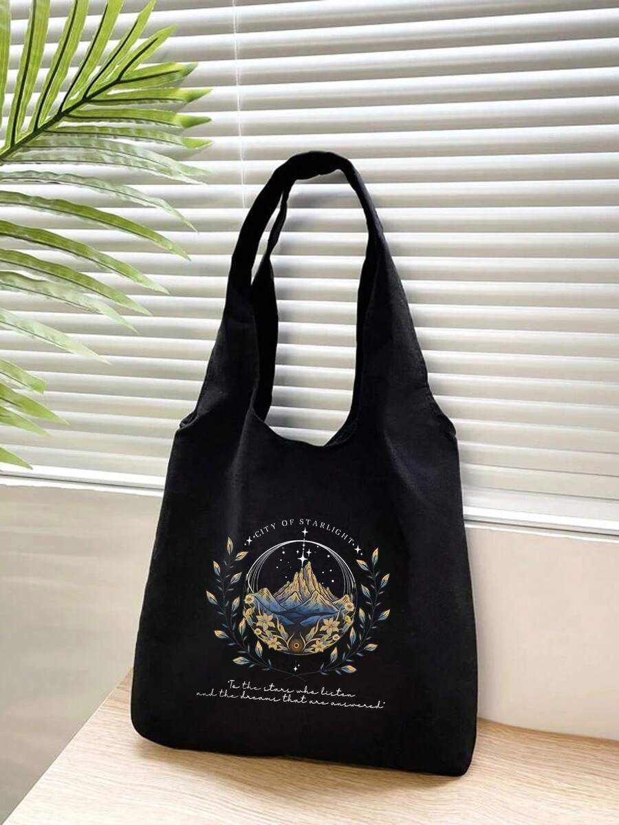 ACOTAR Pattern Tote Bag, Shoulder Bag For Travel Daily Commute Women's Shopping Bag, Folding Shoulder Bag