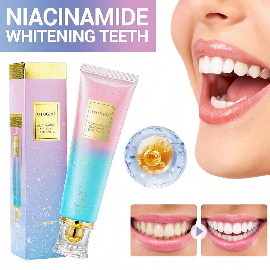 Hailicare Nicotinamide Dazzle White Toothpaste Fresh Breath, Personal Care Protect Teeth Removes Stains Basic Cleaning Oral Care,Freshens Breath Travel Accessories Must Have Teeth Whitening  Hygiene Products Bathroom Accessories Toothpaste - 藍粉紅色 - 查看 1