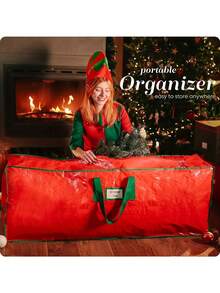 7/9ft Christmas Tree Storage Bag, Large Capacity, Waterproof Dustproof Woven Moving Box, Outdoor Waterproof Storage Bag, Christmas & New Year Gift, Tree Storage Bag - Multicolor - View 6