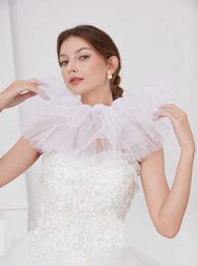 1pc Exaggerated Puff Ruffled Detachable Mesh Fake Collar For Women