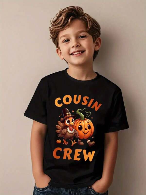 Cousin Crew Thanksgiving Family Matching Turkey Day Fall Funny Aesthetic Graphic Kid TShirt Casual Kid T Shirts Street   Tees Tops For Kid Graphic Tees Boy Shirts Funny Shirts  All Saints' Day Back To School Clothes Boys Girls School Clothes Christmas Printed & Shipped In USA