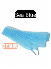 2 Pairs Lightweight Sheer Shoelaces, Women's Dance Shoes Decorative Accessories, Fashionable Solid Color Lace Shoelaces, Suitable For Sneakers, Flats, Athletic Shoes