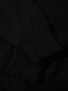 Men's European & American Street Cross & Letter Double-Sided Jacquard Pattern Crew Neck Long Sleeve Pullover Sweater, Casual Loose Versatile Top, Suitable For Spring, Autumn & Winter - Black - View 6