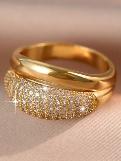 1 件装时尚奢华大号椭圆形锆石戒指，适合女士订婚结婚戒指，珠宝首饰，奢华礼服