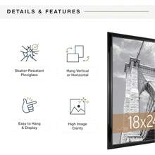 MCS Trendsetter - Marco de fotos para colgar en la pared, de 18 x 24 pulgadas, color negro de alto brillo, vertical y horizontal para fotos, carteles e impresiones artísticas (paquete de 1) - 1 paquete - Ver 10