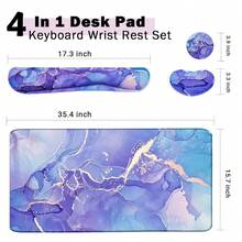 Large Keyboard Mouse Pad Set, Extended Mouse Pad+Keyboard Wrist Rest Support, Memory Foam Ergonomic Easy Typing, 4Pcs (35.4*15.9 In) Desk Pad Set For Home Office Study Game - Colorful-671326 - xin - View 3