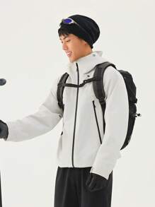 TECTOP Chaqueta de hombre 3 en 1 para exteriores con forro polar, diseño con capucha impermeable y a prueba de viento, adecuada para esquiar, hacer senderismo, otoño/invierno