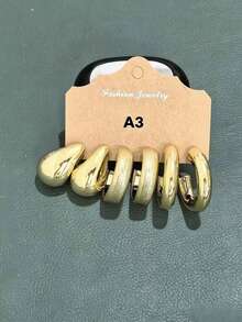 Nuevo conjunto de pendientes de forma de lágrima con diseño retorcido grueso y dorado, adecuado para mujeres. Pendientes de metal geométricos redondos de moda, conjunto de pendientes de círculo vintage exagerado y creativo