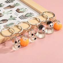 4 Stücke gemischte Halloween Kürbis, Schädel transparente Anhänger Schlüsselanhänger, geeignet für Feiertagsstimmung, toll zum Teilen mit Freunden und Familie, Halloween Accessoires, Lehrertag, Weihnachtsgeschenkideen, Taschenzubehör, Schlüsselbänder mit ID-Halter, Autozubehör, Taschenanhänger