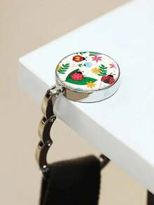 1pc Vintage Floral Desktop Hanging Purse Hook - Foldable Wallet Hanger With Secure Metal Clip, Portable Restaurant, Bar, Home Decor Table Bag Holder - Unique Gift For Women