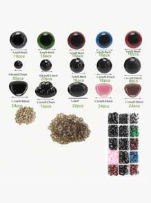 15 件塑料安全眼睛和鼻子，手工娃娃眼睛和熊鼻子（带垫圈），适用于万圣节装饰、圣诞节装饰、DIY 工艺品、钩针娃娃和毛绒动物（各种尺寸）、装饰房间、装饰房屋工具套装、学生手工学校用品