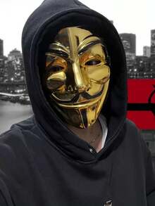 1pc Premium Electroplated Gold/Silver Mask, Movie Theme Mask For Halloween Party Costume Prop - Multicolor - View 2