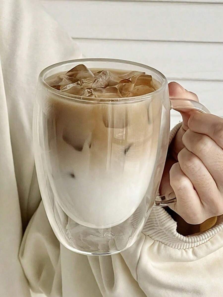 1 And 2 Packs Of Simple Double-Layer Espresso Cups With Handles, Tea Cups, Milk Tea Cups. Insulated Water Cups, Heat-Proof And Scald-Proof Design, Kitchen Supplies, Suitable For Winter And Summer Use. Birthday Gifts, Christmas Gifts (80ml, 150ml, 250ml, 350ml, 450ml)