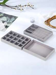 5pcs/1pc Jewelry Tray, Elegant Stackable Velvet Jewelry - Surface Wear, Portable Multifunctional Storage For Rings, Earrings And Necklaces, Large Stackable Jewelry Tray With Drawer, Jewelry Storage Space For Earrings, Necklaces And Bracelets, Easy To Classify, Convenient To Store, Space-Saving, Easy To Access - Multicolor - View 12