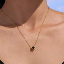 S SHOPBOHO 1pc 18K Gold Plated Stainless Steel Waterproof Mini Metal Bead Chain Layered Necklace, Women