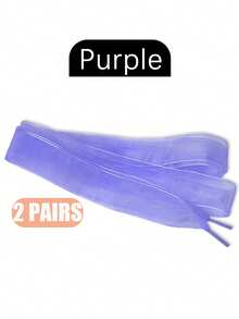2 Pairs Lightweight Sheer Shoelaces, Women's Dance Shoes Decorative Accessories, Fashionable Solid Color Lace Shoelaces, Suitable For Sneakers, Flats, Athletic Shoes