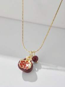 1 pezzo Collana con ciondolo a melograno stile vintage, elegante catena da collo alla moda, gioiello da donna per appuntamenti e feste, regalo