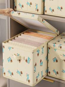 Caja de almacenamiento de tela cubo tejido azul. Con doble asa, adecuado para organizadores familiares, vuelta al colegio, mudanza, caja de almacenamiento plegable