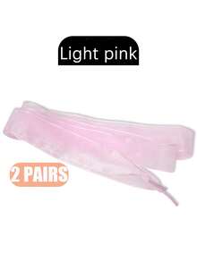 2 Pairs Lightweight Sheer Shoelaces, Women's Dance Shoes Decorative Accessories, Fashionable Solid Color Lace Shoelaces, Suitable For Sneakers, Flats, Athletic Shoes