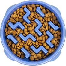 Outward Hound Fun Feeder Slo Bowl, Tazón lento para perros mediano, 2 tazas, azul