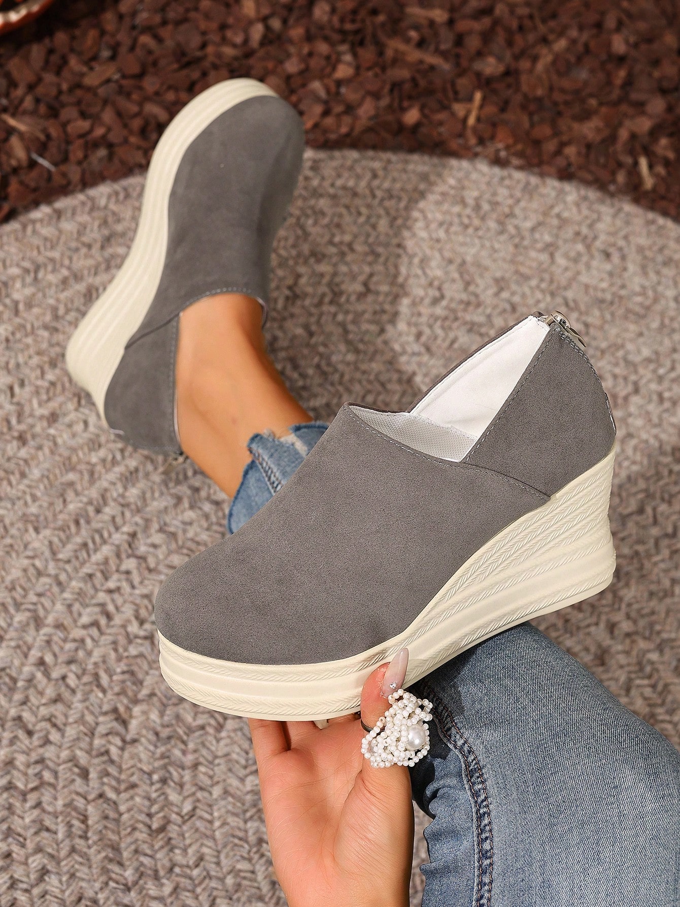 أحذية منصة سميكة الأربطة الكتانية الرجعية، أحذية ع...