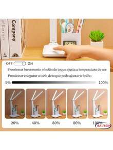 Table Lamp With Pen Holder USB 3 Colors 4000mAh Rechargeable Battery 5v LED - D.K.L - trắng - Xem 2