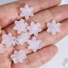 50/100pcs/Set Christmas Style Winter Transparent Ice Beads Cute Shiny AB Color Clear Snowflake Beads Loose Spacer Beads For DIY Jewelry Making - Multicolor - View 3