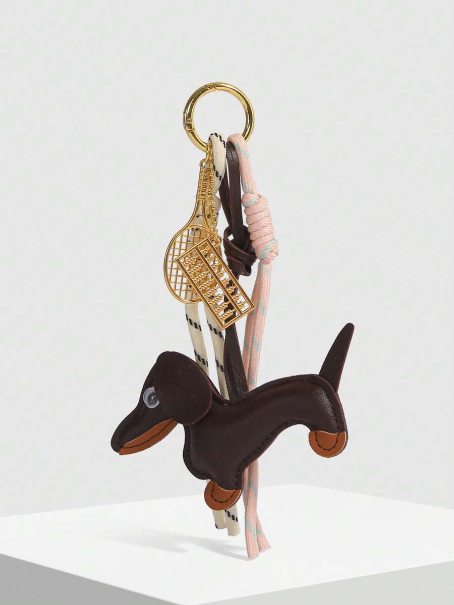 Y2K 风格，前卫时尚，Ins 美学狗钥匙扣、汽车钥匙扣、灵感椒盐卷饼钥匙扣、算盘钥匙扣、钥匙扣、腊肠犬结装饰腕带，适合女士、女孩、办公室、学校，送给她的小礼物，提升您的风格 - 彩色 - 查看 1