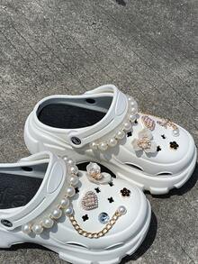 12pcs Shoe Charm/Shoe Accessories/Charms Pearl Chain Flower Charms For Shoes/Charms Suitable For Clogs/Beach Bags/Beach Shoes And Halloween Gifts/Christmas Gifts/Other Holiday Gifts