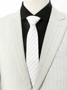 1 pieza Corbata con patrón de rayas casual, adecuada para la calle, casual, diario, estilo británico, escuela, atuendo de negocios para vestir para la decoración navideña - Multicolor - Ver 3