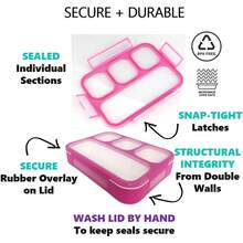 Lonchera Bento para Niños y Adultos.Recipientes para Comida y Snacks para Niños y Niñas para la Escuela, Trabajo y Viajes, 4 Compartimentos Sellados y Divididos, Libres de BPA, con Utensilios (Rosa Rosa, 1 Paquete) - Bosque Chartreuse + Arcoíris Púrpura - Ver 11