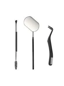 3pcs Eyelash Mirror + Eyelash Brush + Eyelash Curler, Makeup Mirror Eyelash Extension Inspection Tools, Stainless Steel Eyelash Mirror, Anti-Fog Handheld Eyelash Mirror, Convenient Makeup Mirror, Eyelash Tools, Eyelash Brush.,Makeup,Cheap,Room Decor,Vanity,Travel,Bedroom,Makeup Accessories,Mirror,Vanity Mirror,Mini Mirror,Compact Mirror,Mirror Small,Hand Mirror
