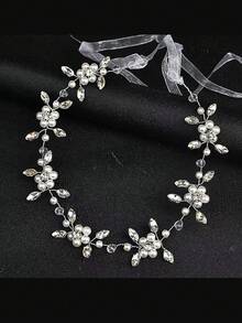 1 chiếc khăn trùm đầu trang trí lễ cưới Hồi giáo, khăn trùm đầu bằng vải chiffon màu trơn đính ngọc trai dành cho nữ. - màu đặc - Xem 5