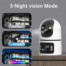 4MP 双镜头 WiFi 安全摄像头，支持 AI 人体追踪、彩色夜视和双向音频，适用于家庭安全 - 白色 - 查看 2