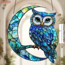 2D flacher Mond Eule Lichtfänger, 20 cm x 18 cm 2D Tiermotiv robuste Acryl Wanddekoration, geeignet für Auto, Wand, Garten, Veranda, Schlafzimmer, Büro, Außenterrasse, ideales Einweihungsgeschenk für Vogelliebhaber, Landhausstil Dekoration - Verschiedenfarbig - Übersicht 7